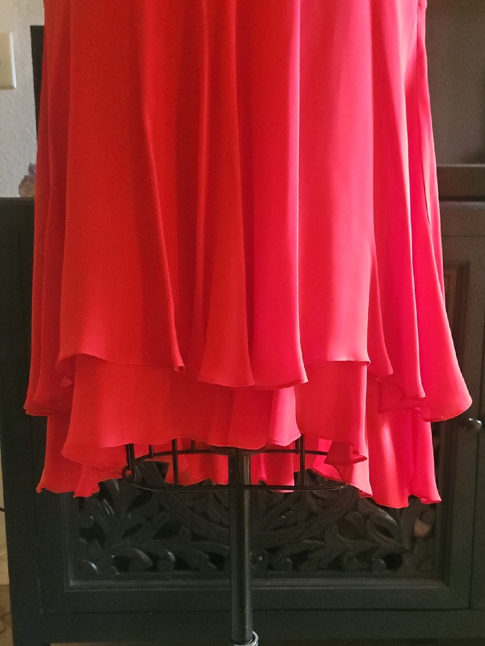 Ralph Lauren Red Silk Ruffle Skirt - Picture 8 of 15